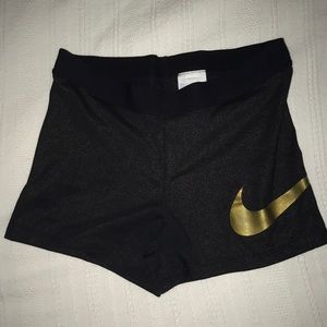 Nike pro spandex shorts gold and black